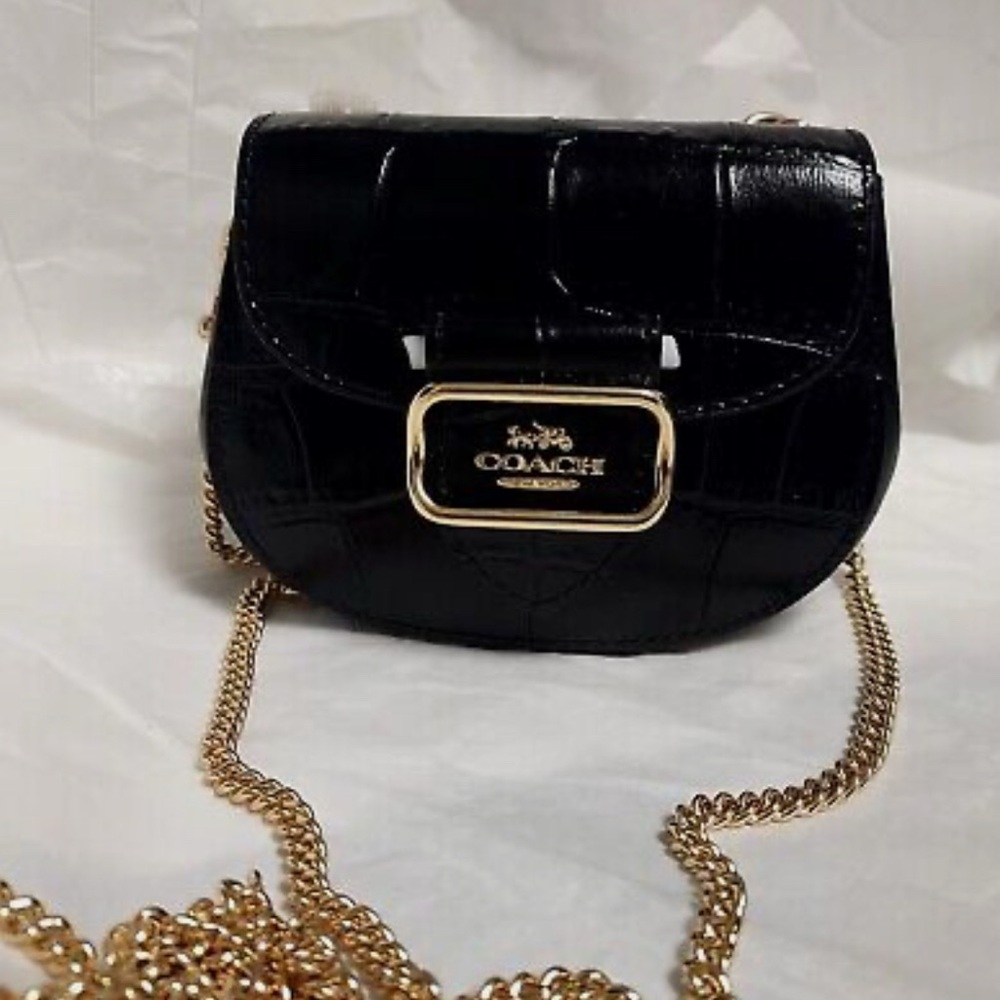 Coach Black Mini Bag with Gold Chain